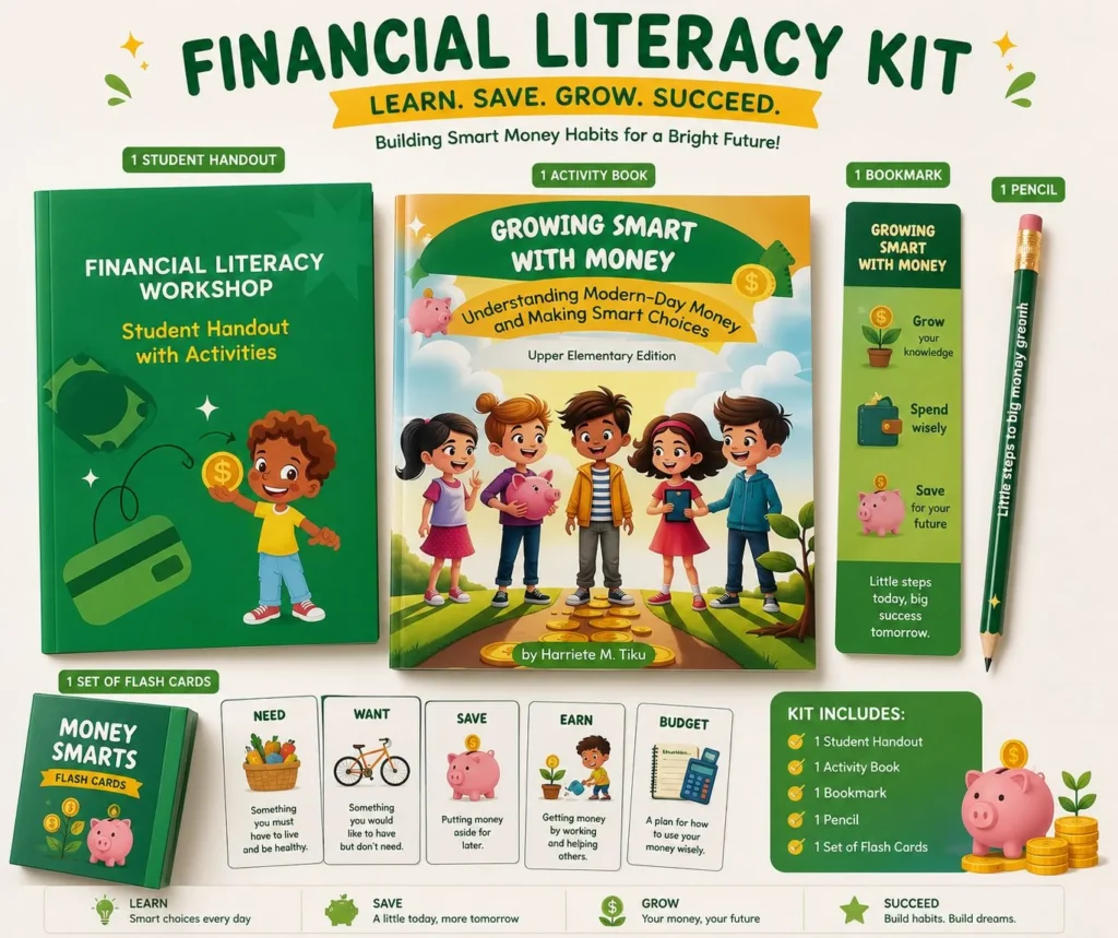 Futurio Learning Financial Literacy Kit — student workbook and activity cards