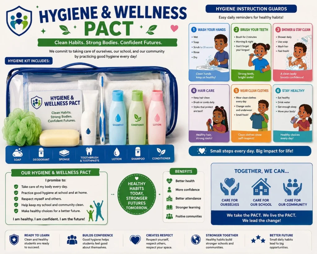 Futurio Learning Hygiene and Wellness Pact — student commitment card and wellness guide
